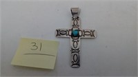 STERLING CROSS PENDANT 2 3/4" X 2 1/4"