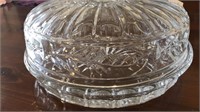 Large Vintage clear crystal frosted molded glass