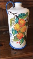 Pottery jug hand painted 14 inches tall