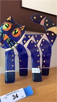 10” x 11” contemporary glass hand-painted cat