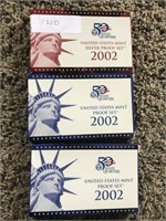 Three 2002 U.S. Proof Mint Coin Sets