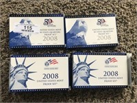 (4) 2008 Proof Sets & (2) 2008 State Quarter Sets