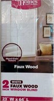 Better Homes 2" Faux Wood Blinds, White, 23"x64"