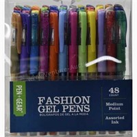 Fashion Gel Pens w/Grips, 48ct