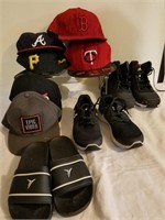 Ball caps and shoes.  Performance headwear