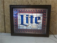 Miller Lite Beer Lighted "Stain Glass" Sign