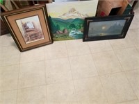 HAND PAINTED MOUNTAINS/  OLD CHAIR PICTURE PLUS