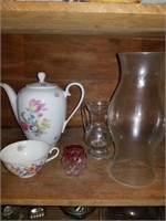 BAVARIA TEAPOT AND CUP -- CRYSTAL SM PITCHER