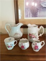 VICTORIAN CHINA ROSES -- 2 6" PITCHERS CREAMER