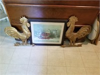 RASBERRY PICTURE AND PLASTER ROOSTER