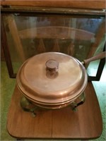 NIA COPPER CHAFFING PAN WITH GLASS SERVING TRAY