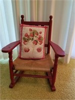 WOOD CHILDS STRAWBERRY  PILLOW /RED ROCKER