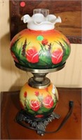 BRIGHTLY COLORED GWW LAMP W/ RED ROSES, TOP &