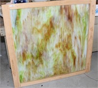 LARGE SLAG GLASS PANEL IN WHITE/GREEN/BROWN,