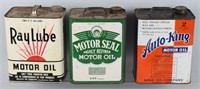 3- AUTOMOTIVE 2 GALLON MOTOR OIL CANS