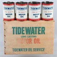24- TIDEWATER 1qt OIL CANS w/ CASE BOX
