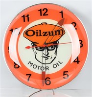 15" OILZUM MOTOT OIL ROUND PAM CLOCK
