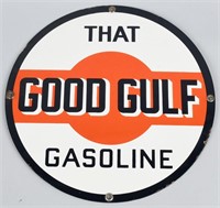 THAT GOOD GULF GASOLINE PORCELAIN SIGN