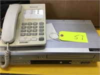 Telephone and Sylvania VHS & DVD Player