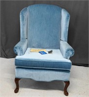 Blue Velvet Wingback Parlor Chair