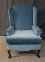 Blue Velvet Wingback Parlor Chair