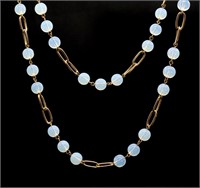 Gold Tone & Faux Moon Stone Bead Jewelry Set