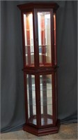 Mahogany Mirror Backed Lighted Curio Cabinet