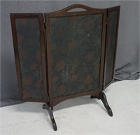 Vintage Painted Tri-Fold Mahogany Fire Screen