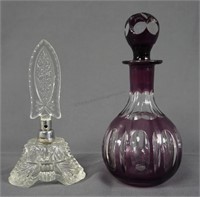 Amythist Cut to Clear, Cut Glass Perfume Bottles