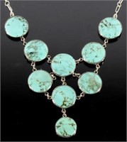 Navajo Cripple Creek Turquoise & Silver Necklace