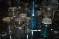14x$ zinc & glass lidded canning jars, blue milk