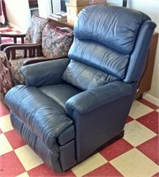 Large Royal Blue La-Z-Boy Leather Easy Chair