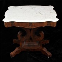 Antique Victorian Parlor Table w/ Marble Top