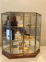 Small Table Top Display Case w/Perfume Bottles