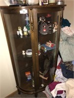 Curved Glass China Cabinet & Contents