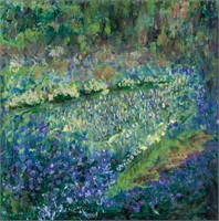 Unsigned "Monet's Garden" Oil on Canvas