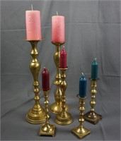 Set of 6 Brass Candle Sticks