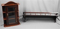 Wall Mount Mahogany Curio and Shelf Set