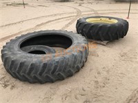 2 Tractor Tires, Rim, 2 small Tires