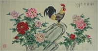 YUXIU Chinese Watercolor Rooster on Paper
