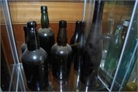 Grouping of 7 19th century spirit bottles