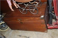 Mahogany 6 board chest with metal corners &