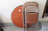 Round Folding Table & 4 Metal Chairs