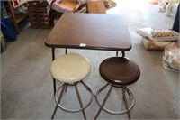 Card Table and 2 Stools