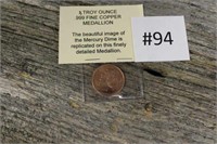 1 Troy Oz .999 Fine Copper Medallion