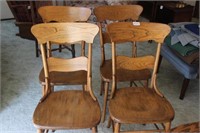 4 Antique Oak Dining Chairs