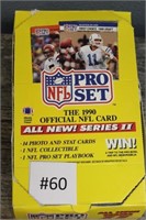 Box of 1990 NFL Pro Set Collector Cards