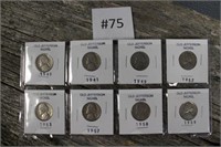 8 Jefferson Nickels from 1940-1959 various