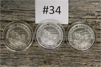 3-American Wildlife Series .999 Fine Silver Coins
