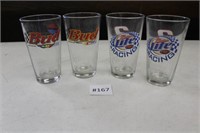 Group of 4 Nascar Beer Glasses
